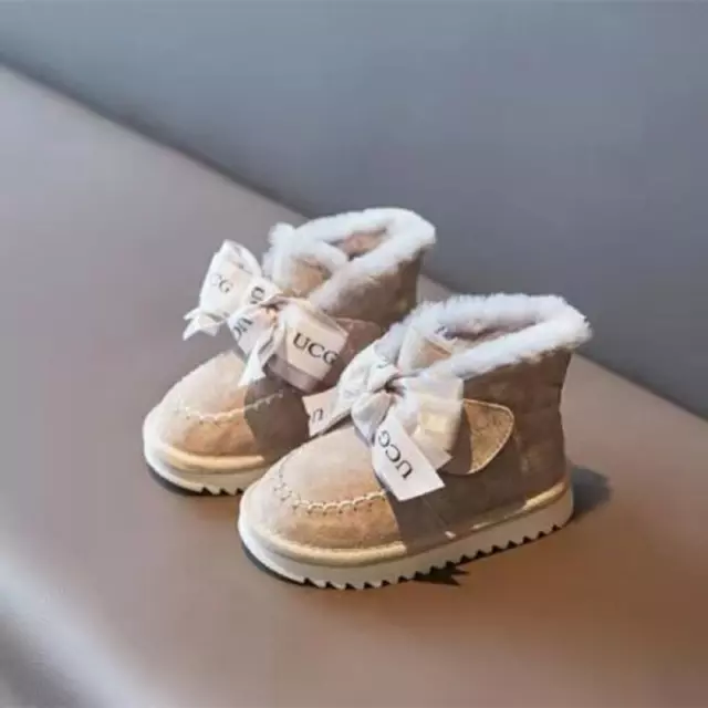 Kids Baby Girls Toddler Ankle Warm Snow Boots Winter Faux Fur Lined Comfy Shoes