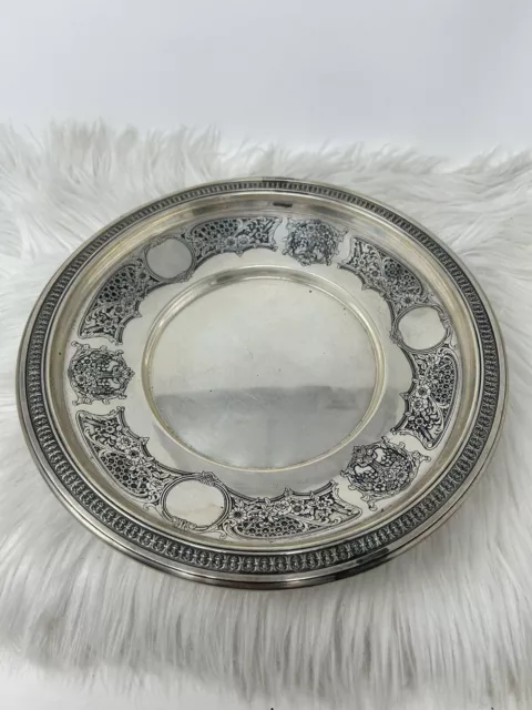 Gorham Sterling Silver Highly Detailed Floral Edges Plate Charger 10-3/8” 330G