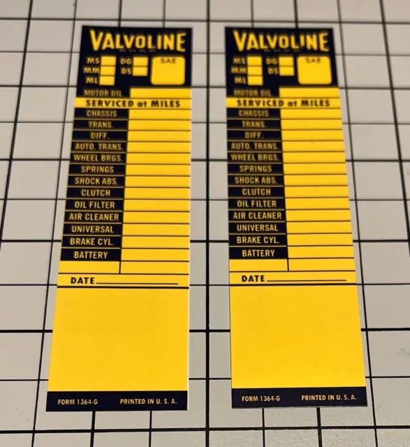 2 Valvoline Oil Change Service Reminder Door Jamb Sticker Reproductions