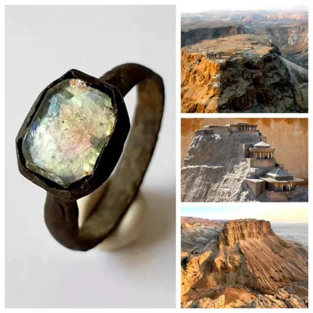 Ancient Roman • Byzantine • Bronze Ring • Iridescent Inlay • Masada • Holy Land