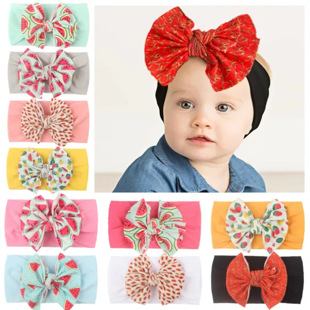 1PC Newborn Infant Baby Girls Watermelon Bow Headband Stretch Hairband Headwear