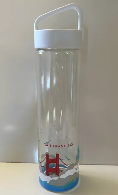 2016 San Francisco Glass Water Bottle You Are Here Red Blue Bridge 18.5 Oz