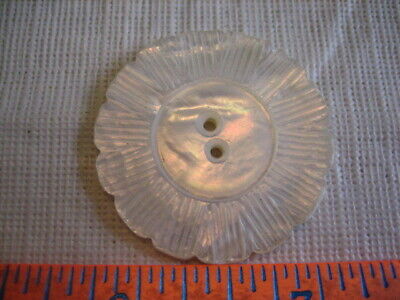 Vintage Large 1-7/16" Carved White Mother Of Pearl MOP Shell Button - Z12