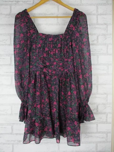 Divine Heritage Small S, 10 Teal gypsy rose Ditsy purple green floral print BNWT