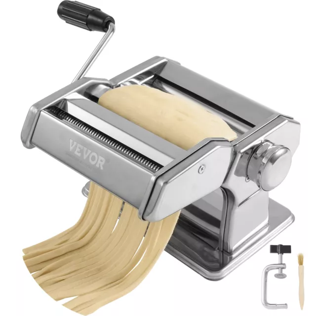 VEVOR Nudelmaschine Edelstahl Pastamaker Pastamaschine Spaghetti 0,3–3mm Manuell
