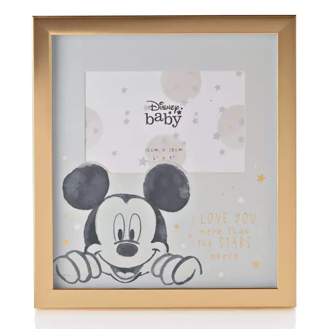 Baby Shower Nursery Gift Disney  Photo Frame Baby Gold Foil Mickey Mouse 6" x 4"