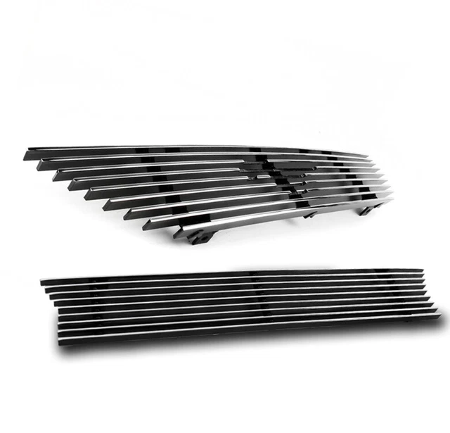 99-04 Ford Mustang Saleen Upper+Bumper Billet Grille Logo Cut-Out 2Pcs Combo Set