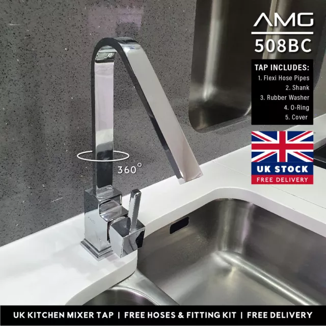 Moderne Küchenspüle Mixer Wasserhähne einstufig drehbar Auslauf Mono Wasserhahn Wasserhahn UK