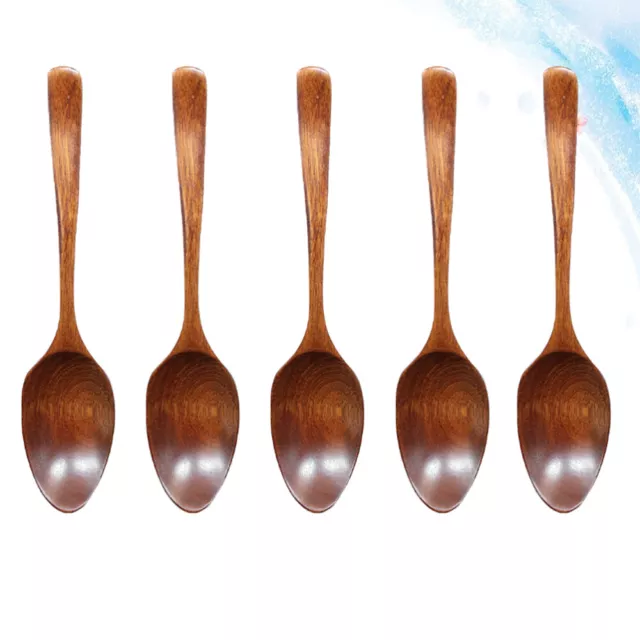 5PCS Cuillères En Bois Petite Cuillère À Soupe En Bois Cuillères De Service