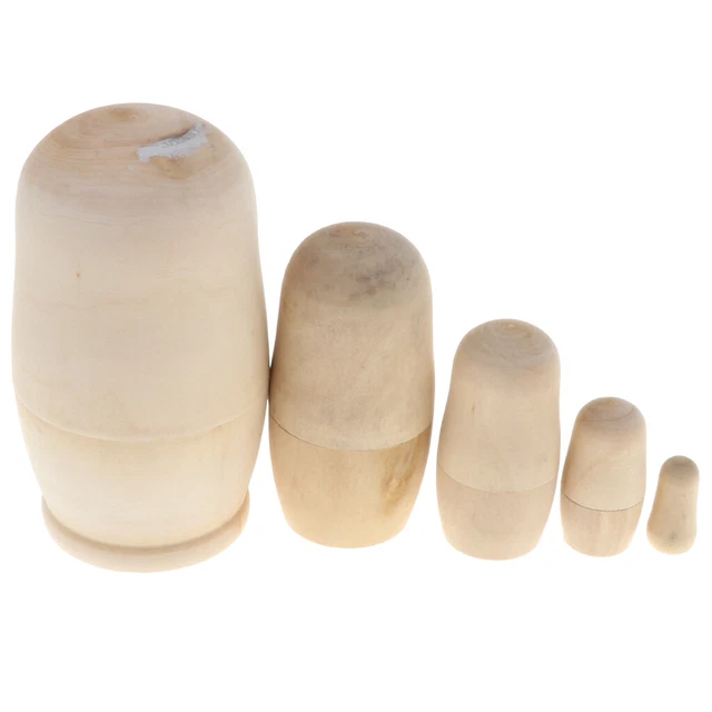 5er / Set Holz Russische   Babuschka Matrjoschka 11cm Hoch unbemalt 8