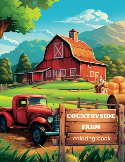 COUNTRYSIDE FARM COLORING Book 50 Pages of Country Farm Houses Animals