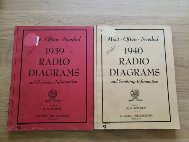 Lot of 2 1939-40 Most Often Needed  Radio Diagrams & Servicing Information