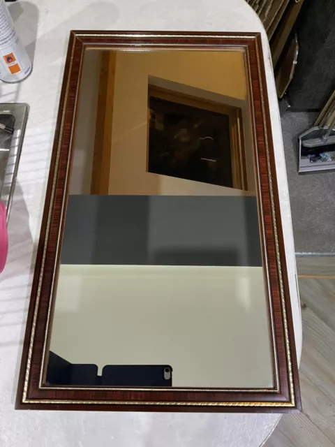 Vintage Wall Mirror , Mahogany And Gold Effect Frame 35 X 62.5 Cm