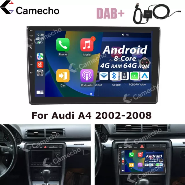 DAB+ 9" Für Audi A4 8E 8H B6 B7 2000-2009 Autoradio Android 12 Navi GPS Carplay