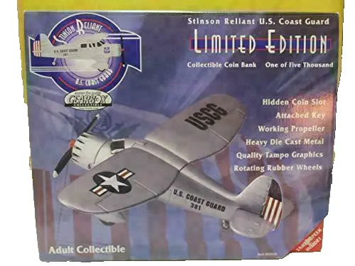 Collectibles Gearbox Stinson Reliant U.S. Coast Guard Airplane Die Cast Coin Ban