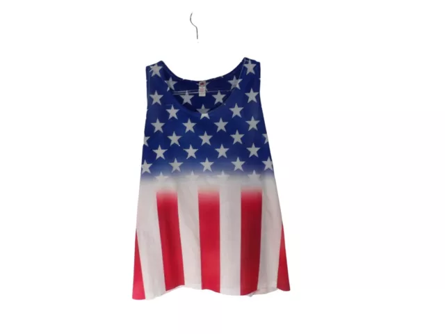 Womens Blue White US American Flag Sleeveless Tank Top Size XXXL/3XG 22