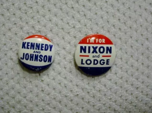 (2) Vtg 1960 PRESIDENTIAL Collectors Pinbacks KENNEDY & JOHNSON + NIXON & LODGE