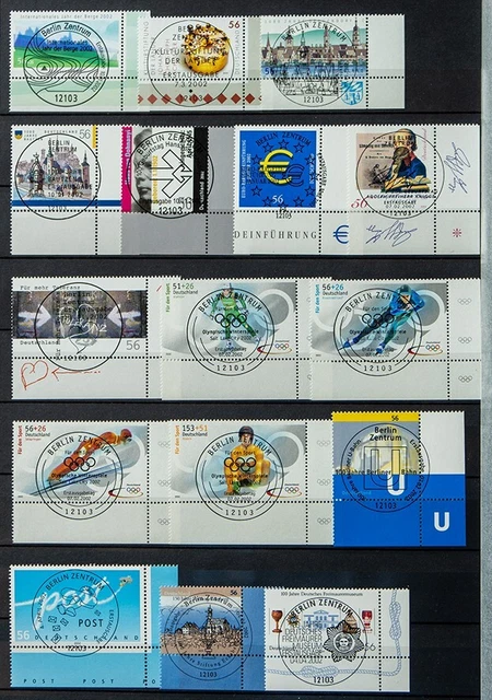 Bund Jahrgang 2002 Alle Nassklebende Mit Eckrand Und Ersttagsstempel