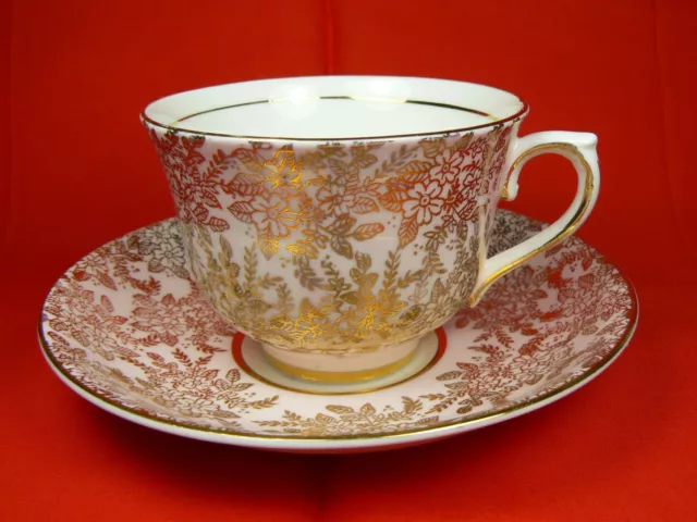 Vintage Colclough Pink Gold Filigree Teacup & Saucer Set China England Nr Mint