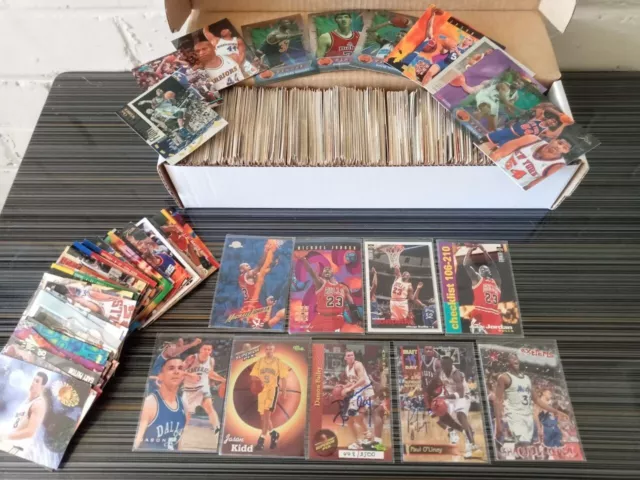 Vintage NBA Cards 1990s Bulk 650+ Micheal Jordan Shaq Kidd ETC Signed Rookies