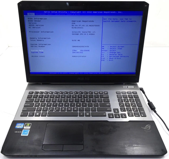 ASUS G75VX Core i7-3630M 2.40GHZ 8GB Gaming Laptop - No HD