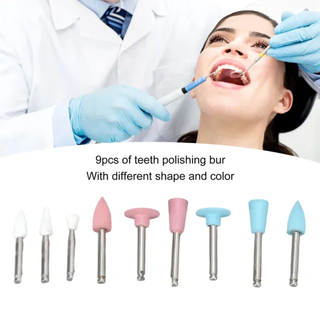 9x Dental Polishing Drill Bits Light Cured Resin Teeth Polishing Bur Accessory&