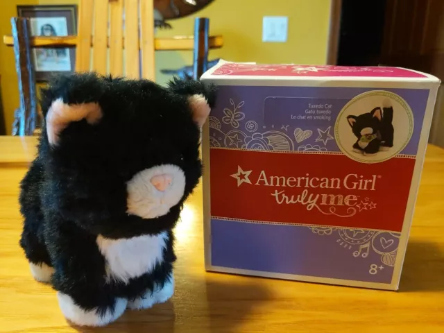 American Girl Pet Tuxedo Black White Kitty Cat Poseable Plush Stuffed 2017