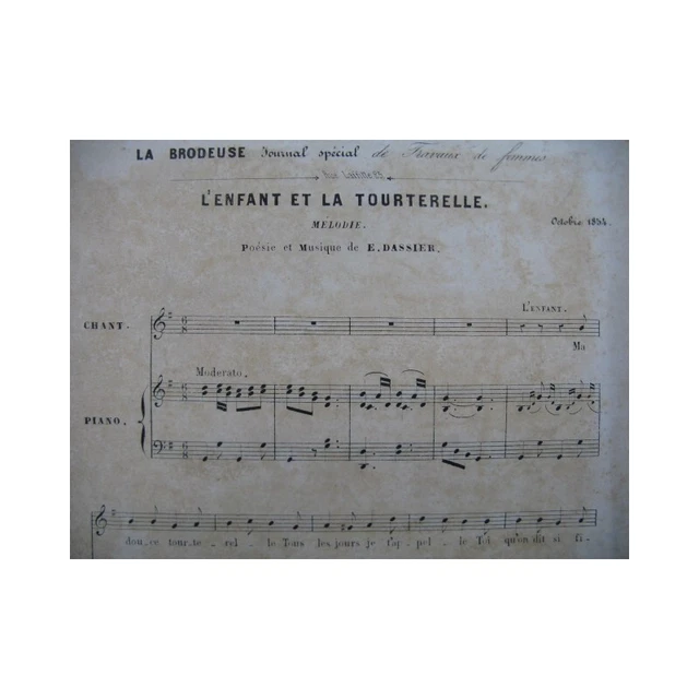 DASSIER Ernest L'Enfant et la Tourterelle Chant Piano 1854