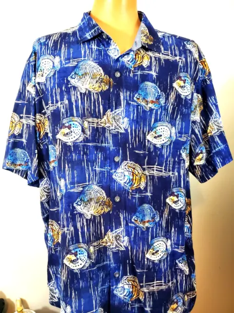 Tommy Bahama Veracruz Cay Seaview Fish Short Sleeve Sz XL Aloha Hawaiian Shirt