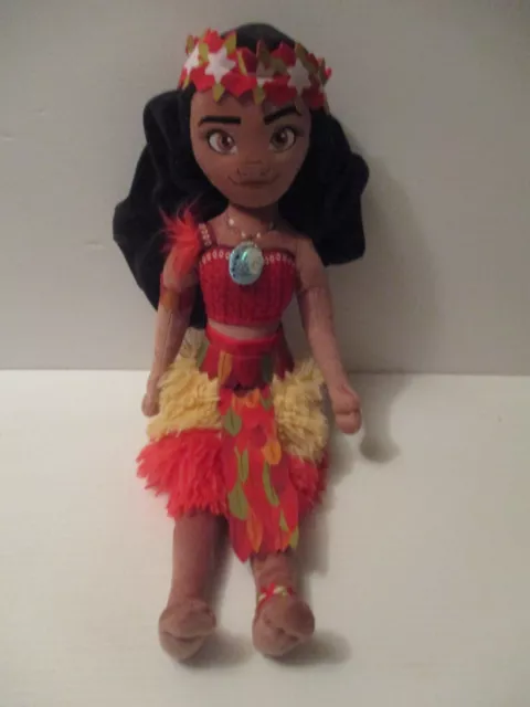 Disney Store World Parks Princess Moana Crown Stuffed Doll Plush Toy 18 Inch