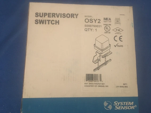 System Sensor OSY2 Supervisory Switch For Gate Valve. Fire Alarm. New & Complete