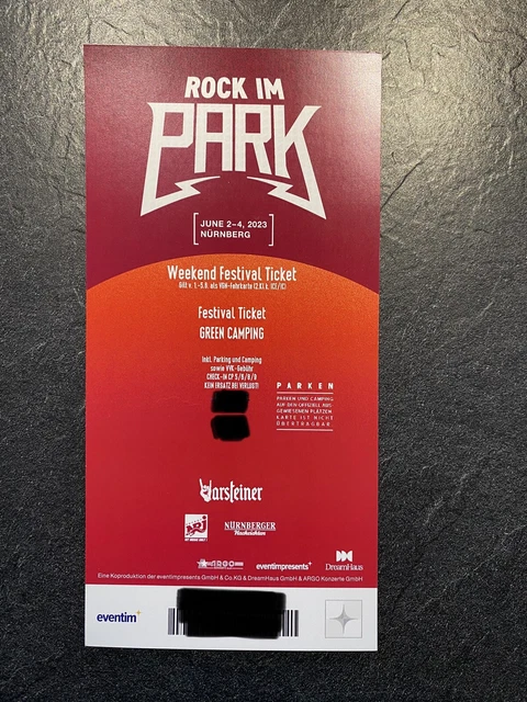Rock im Park 2023 - Weekend Festival Ticket - Green Camping + Zugfahrt im VGN