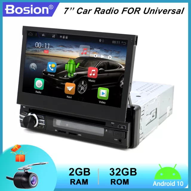 7'' Android 10 Autoradio GPS Navi 1 DIN Touchscreen Mirror Link 2G+32G WIFI USB