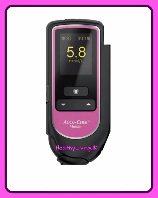 Accu Chek Mobile Blood Glucose Meter - PINK - Single Unit Meter