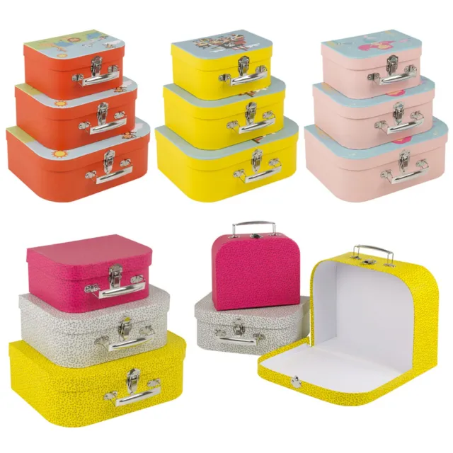 3pcs Kids Storage Suitcase School Craft Carry Case Set Clothes Toys Books Box