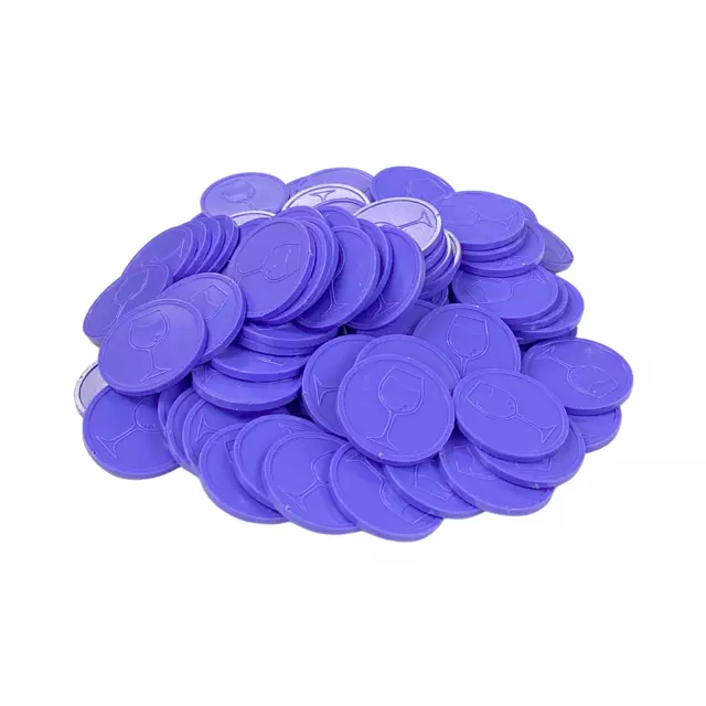 Plastic Drink Tokens Embossed Wineglasss (100) Wedding Bar Party Event - Purple