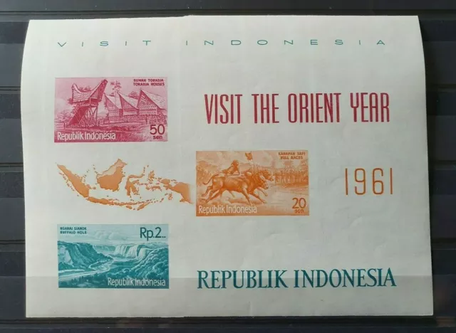 1961 Indonesia Indonesië Asia Sheet Tourism Visit The Orient Year Vf Mnh