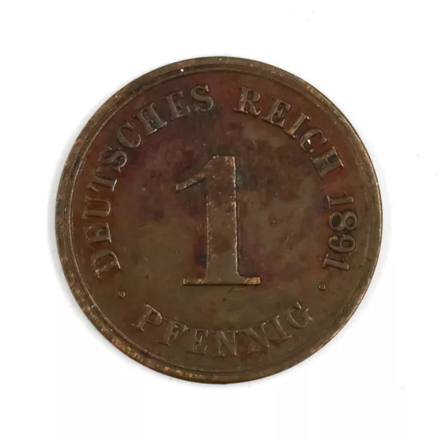 Münze 1 Pfennig Kaiserreich Jäger Nr.10 1891 Karlsruhe G Kupfer Vorzüglich ◈