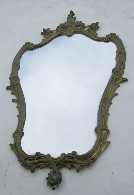 Grand Miroir Style Rococo En Metal Doré Laiton