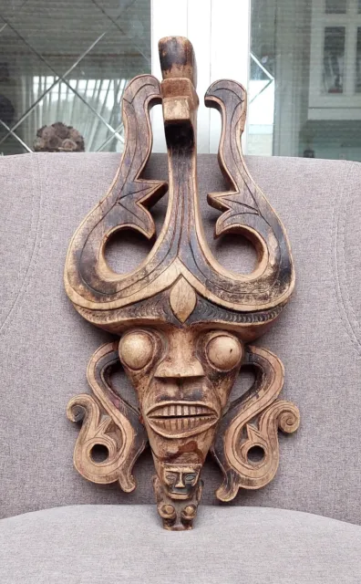 Rare!!A Large Vintage Kenyah Dayak Wood Hudoq Mask Borneo Indonesia
