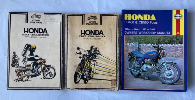 Old Motorcycle Repair Manuals Clymer & Haynes Honda Workshop Handbooks Lot Used