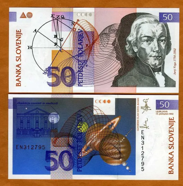 Slovenia, 50 Tolarjev, 1992, P-13, UNC Last Pre-Euro