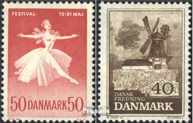 Briefmarken Dänemark 1965 Mi 435y,437y floureszierendes Papier postfrisch Bauwer