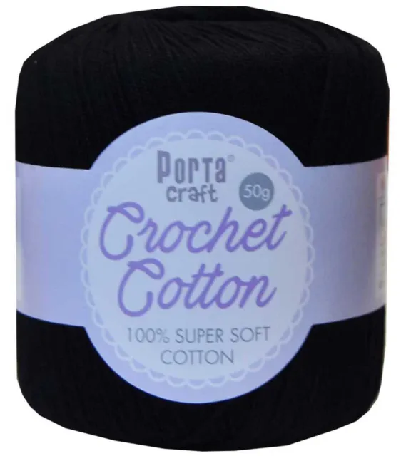 Crochet Cotton 50g 145m 3ply Black (Product # 156506)