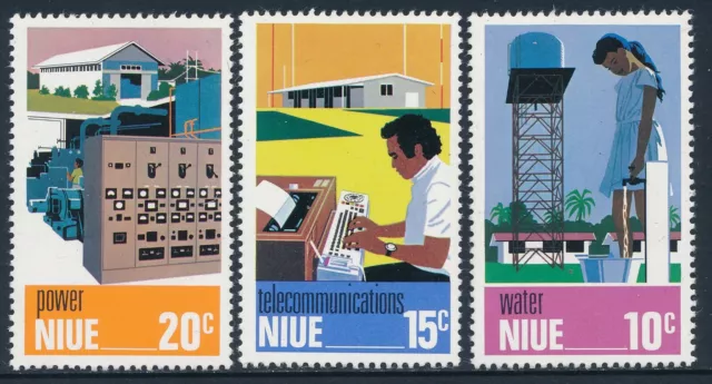 1976 Niue Power, Water & Telecomms Set Of 3 Fine Mint Mnh