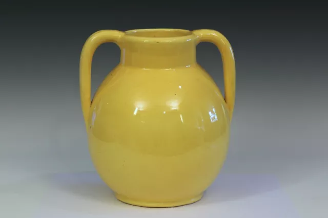 Vintage Pottery Arts & Crafts Art Deco Style Yellow Crackle Glaze Large Big Vase