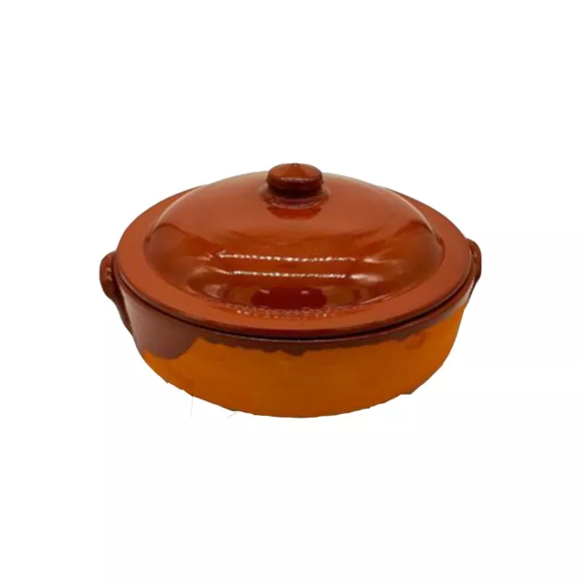 Casseruola pentola con coperchio Terracotta Argilla Tegame Varie Misure Nuovo