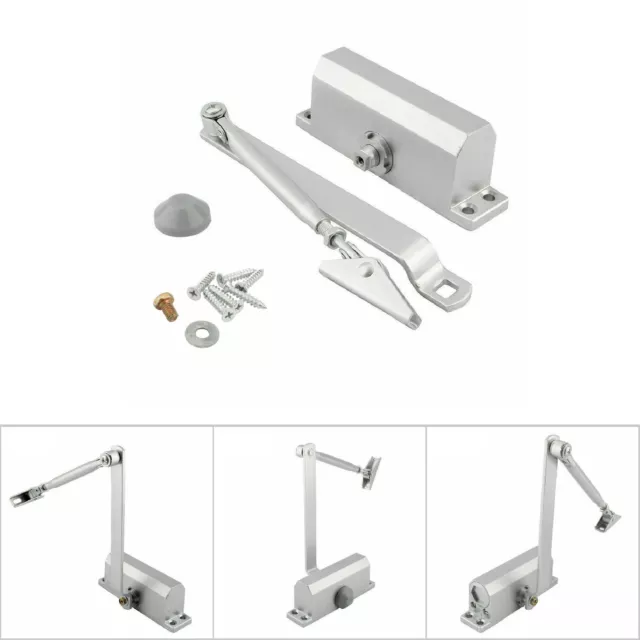 2X Adjustable Hydraulic Automatic Fire Rated Silver Door Closer For 25~45Kg AU 2