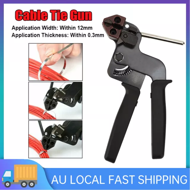 Stainless Steel Cable Tie Black Gun Automatic Tensioner Crimper Cutter Tools AU