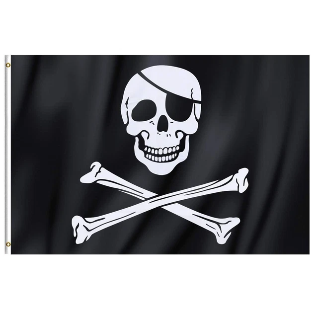 Bandierina Pirati, con teschio, bandana, 92 x 153 cm